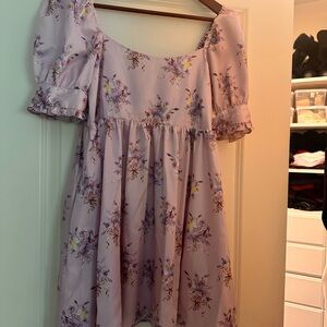 LoveShackFancy Lavender Floral Mini Dress